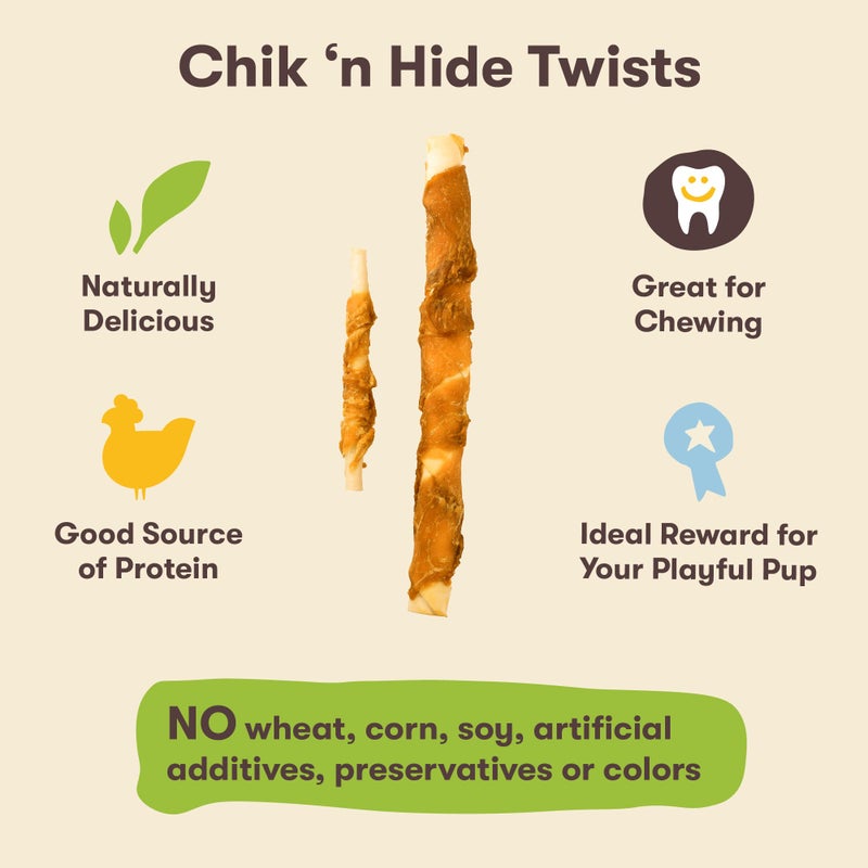 Pet 'n Shape Chik 'n Hide Twist - Chicken Wrapped Rawhide Natural Dog Treats, Large, 6 Count - Image 4